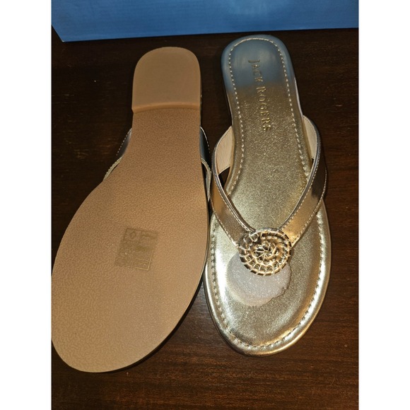 Jack Rogers Rowan Flip Flop Thong Toe Sandal Rondelle Ornament Platinum Size 10M - Picture 3 of 10